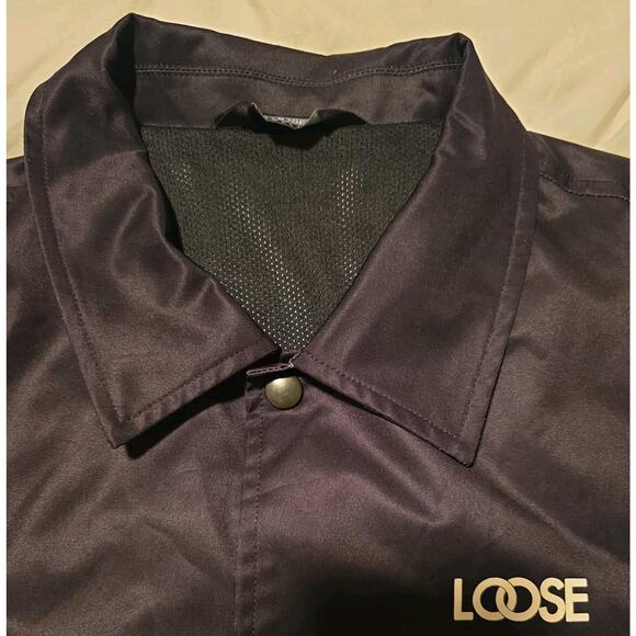 LOOSE Brand Jacket Mens SM Black Graphic Print Bomber Streetwear Japanese Urban - Picture 10 of 10